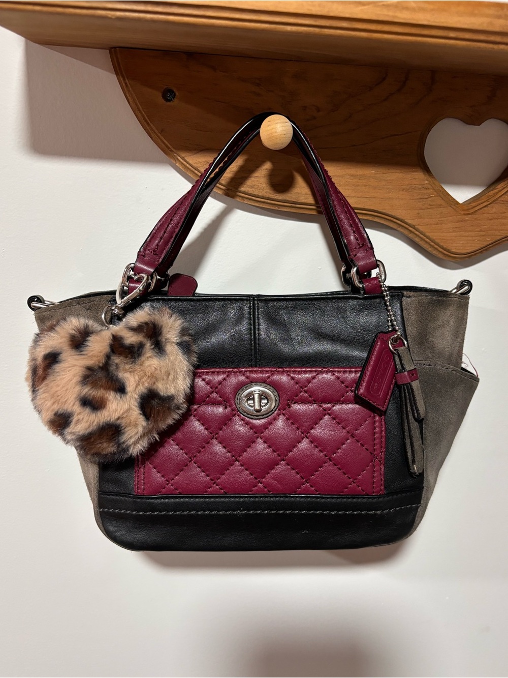 2013 Coach Park Mini Quilted Colourblock Suede Leather Bag 49865